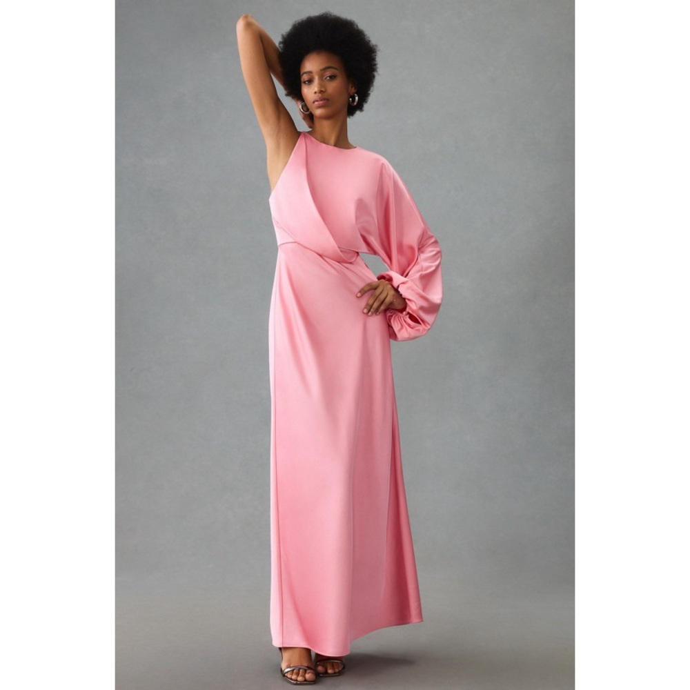 Anthropologie BHLDN Significant Other One-Sleeve Column Maxi Dress Pink